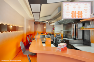 Comptoir d'un fastfood "Tacos" très original en Corian®